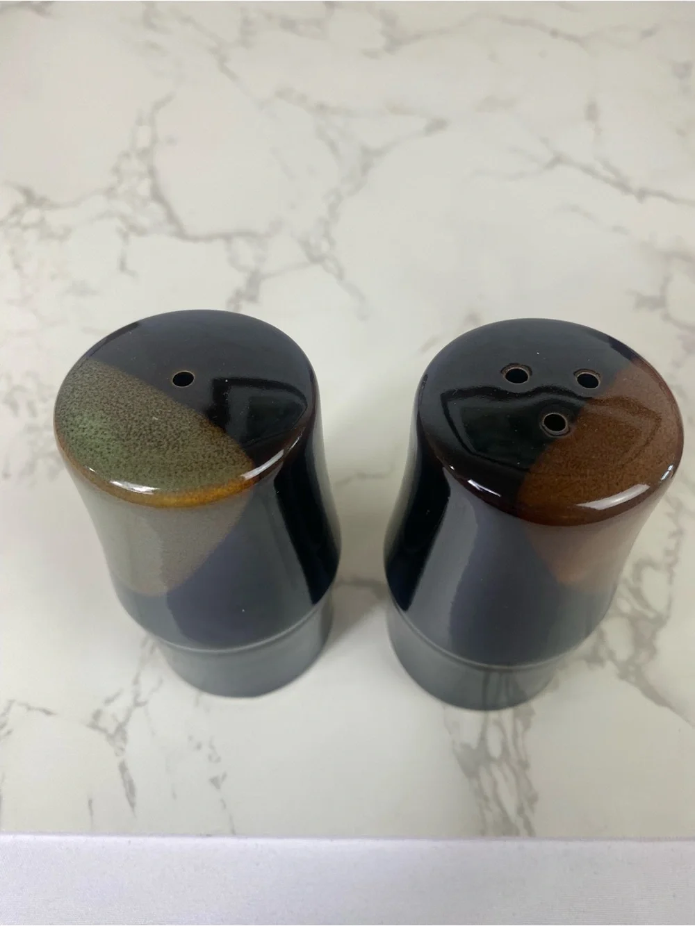 Vintage Japanese 70s Soy Sauce Pitcher and Salt and Pepper Shaker brown Glaze
